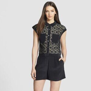 Marc by Marc Jacobs 'Leila' Silk Lace Overlay Black Romper Shorts Size 2